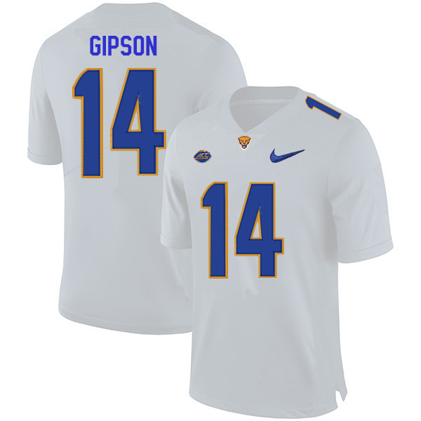 Men #14 Will Gipson Pitt Panthers College Football Jerseys Sale-White